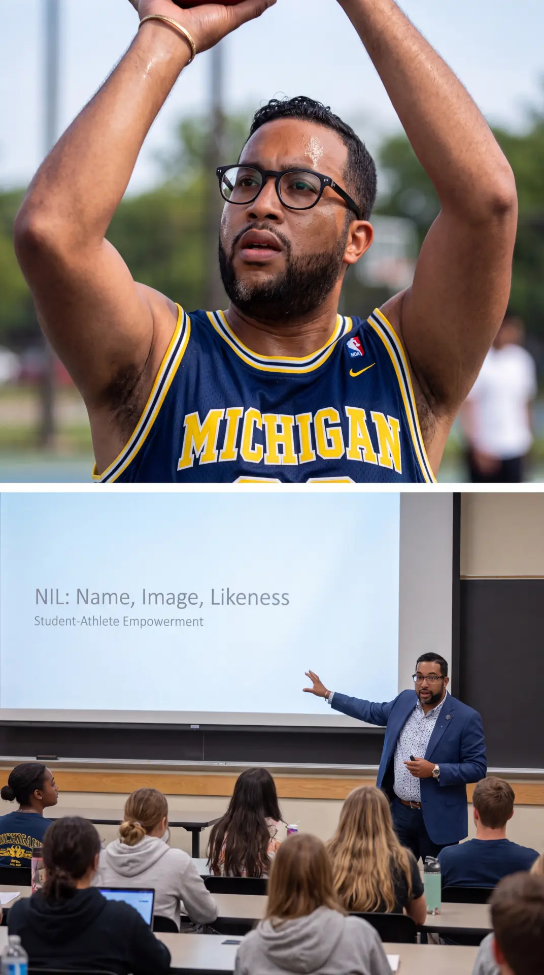 Dr. D lecturing on Name, Image, Likeness